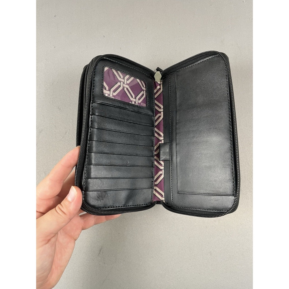 Perlina New York Black Soft Leather Zipper Wallet Clutch NWOT - Picture 12 of 16
